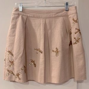 Anthropologie Leifnotes Migration Gold Sequin Birds Skirt 6